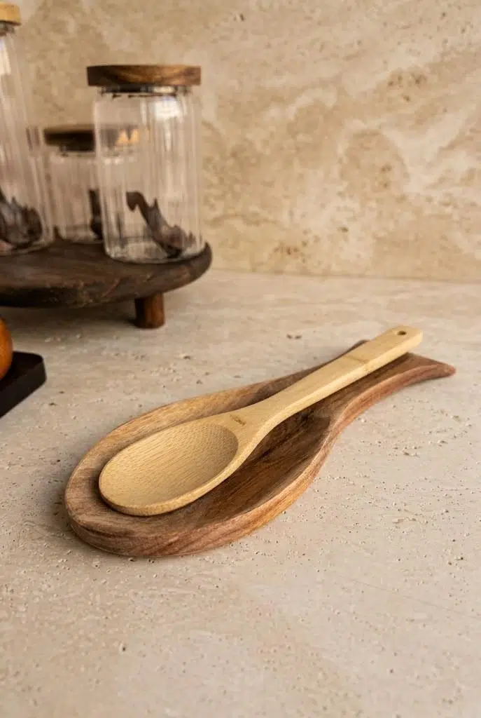 Akasya Ahşap Kaşık Altlığı 27x11.5 cm - Tezgah Üstü Ve Ocak Yanı Kirli Kaşıklık