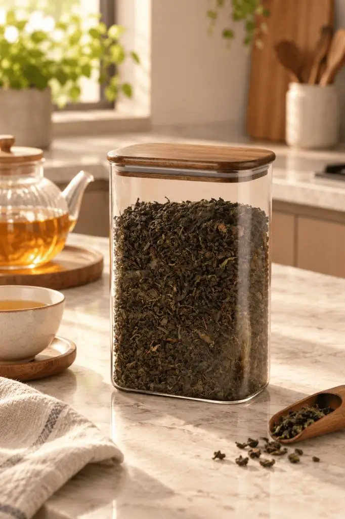 Atbyhome Akasya Ahşap Vakum Kapaklı Dikdörtgen Cam Kavanoz 1050 ml - Çay Kahve Ve Erzak Saklama Kabı