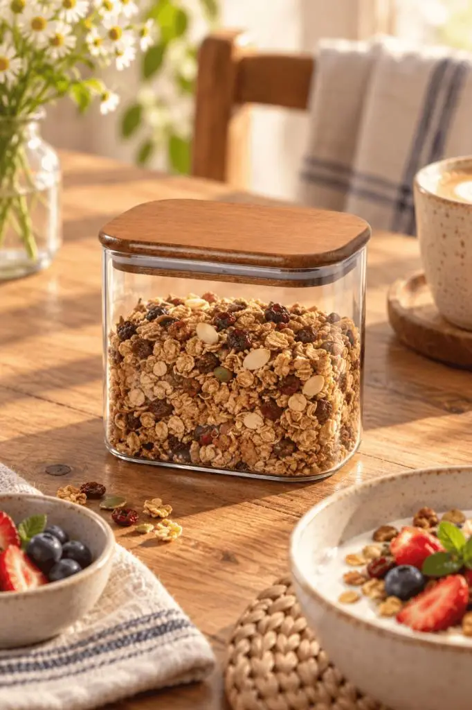 Atbyhome Akasya Ahşap Vakum Kapaklı Dikdörtgen Cam Kavanoz 650 ml - Çay Kahve Ve Baharat Saklama Kabı