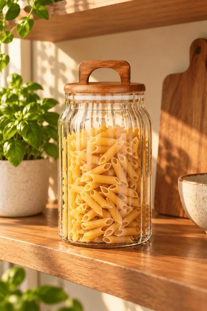 Atbyhome Akasya Kapaklı Çizgili Borosilikat Cam Kavanoz 1600 ml - Vakumlu Büyük Boy Erzak Bakliyat Saklama Kabı