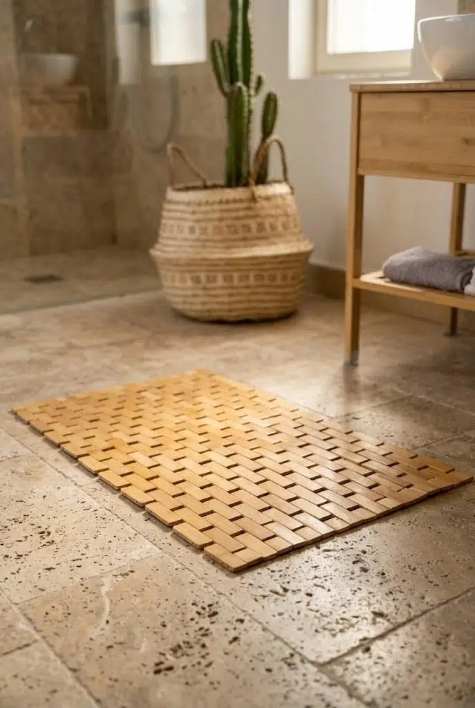 Atbyhome Bambu Banyo Paspası 40x60 cm - Ahşap Duş Önü Banyo Matı Ve Kaymaz Paspas Suya Dayanıklı