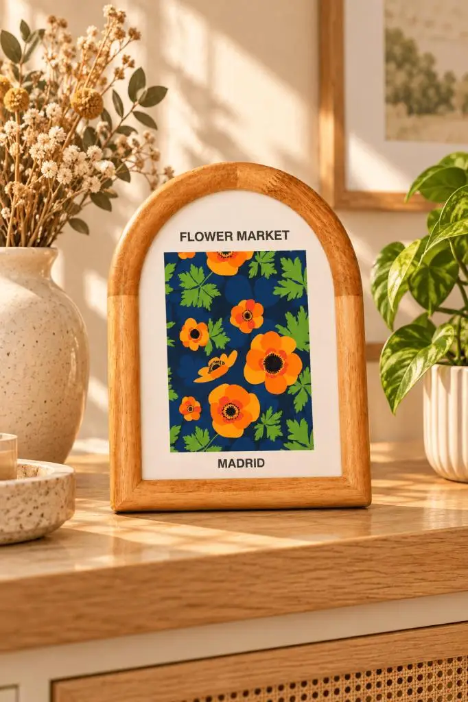Atbyhome Tokyo Kemer Ahşap Çerçeve 15x20 cm - Kavisli Masa Üstü Fotoğraf Çerçevesi Ve Dekoratif Tablo