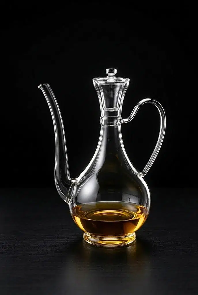 Borosilikat Cam İbrik Yağdanlık 750 ml - Akıtmayan Kulplu Ve Kapaklı Yağlık Sirkelik