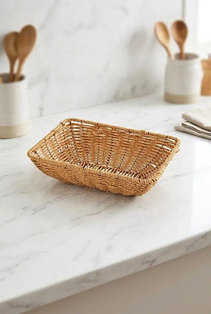 Rattan Dikdörtgen Ekmek Sepeti 24x17x8 cm - El Örmesi Hasır Kahvaltı Ve Sunum Sepeti